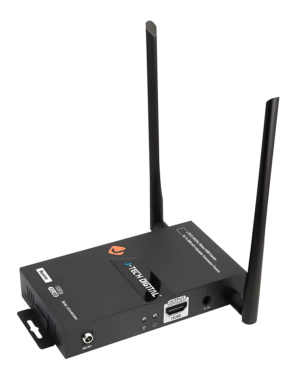 J-Tech Digital 1X2 Wireless HDMI Extender 200' Dual Receiver Only, black