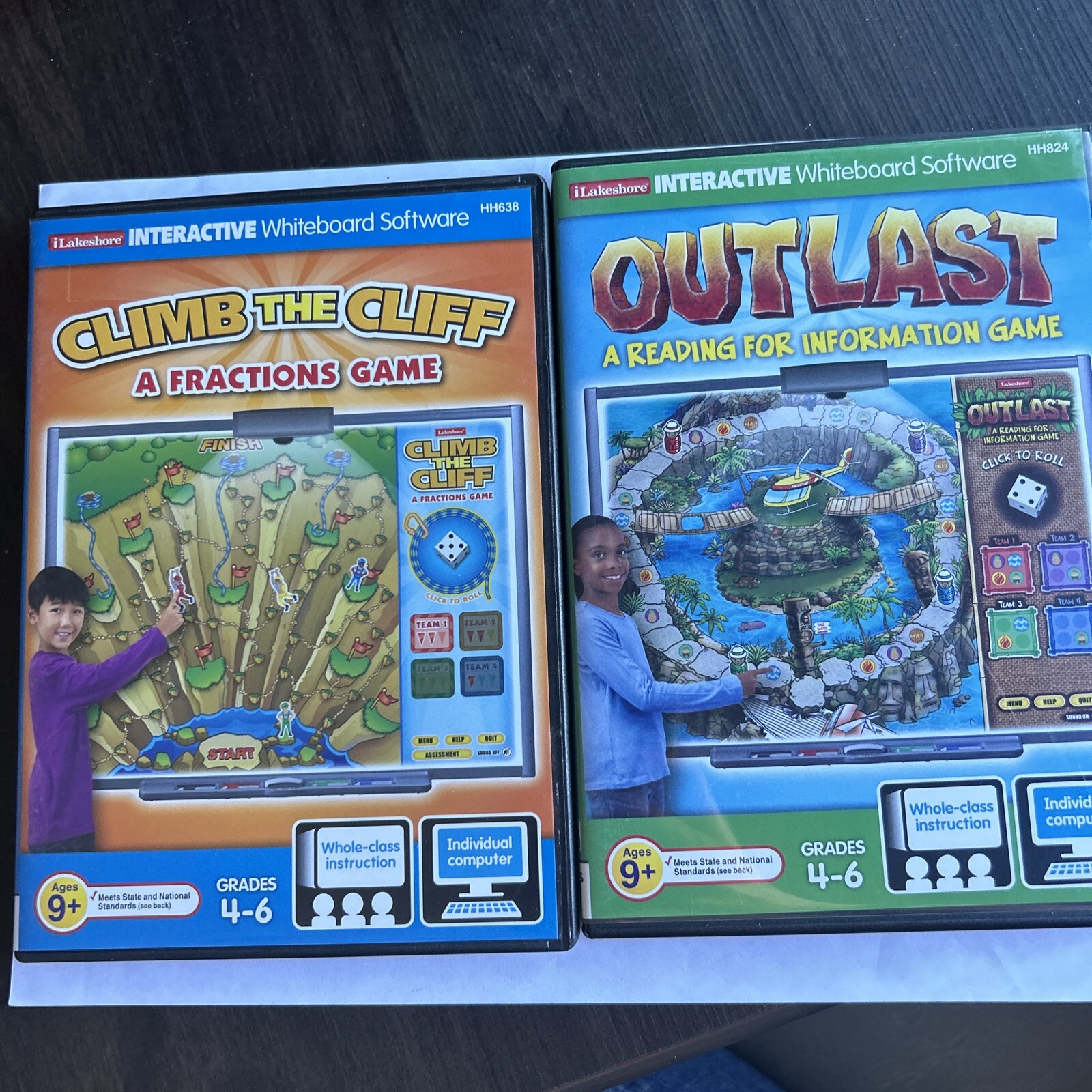 Lot of 2 Lakeshore Interactive Whiteboard Outlast Climb The Cliff CD-Rom Gr 4-6