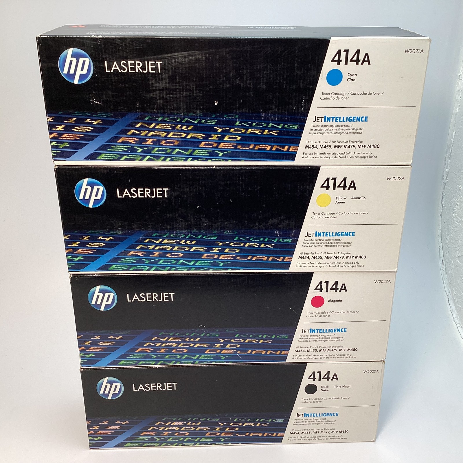 HP 414A Toner Cartridge Full Set CMYK W2020A-W2023A Exp 05/2023 - 06/2023 - NEW
