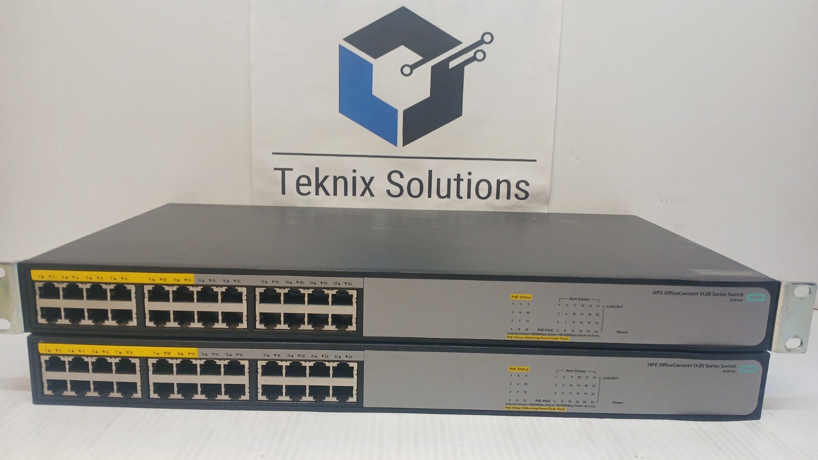 Lot of 2 HPE OfficeConnect 1420 Series 24 Port POE Ethernet Switches JH019A READ