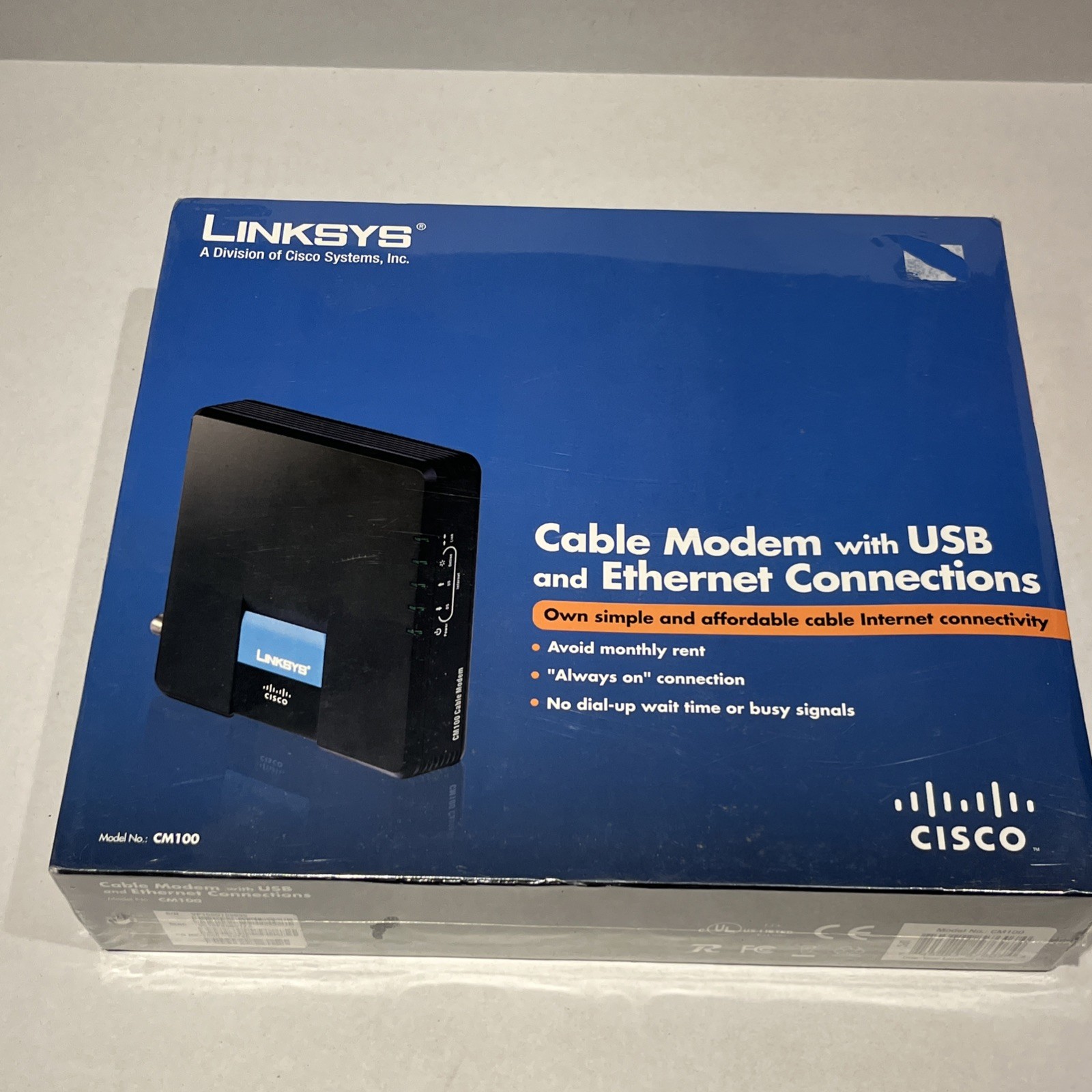 Linksys CM100 100 Mbps Cable Modem with usb and Ethernet connections