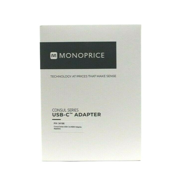 New Sealed Monoprice Consul Series USB-C to HDMI Adapter 34186 4K 60FPS (CI)