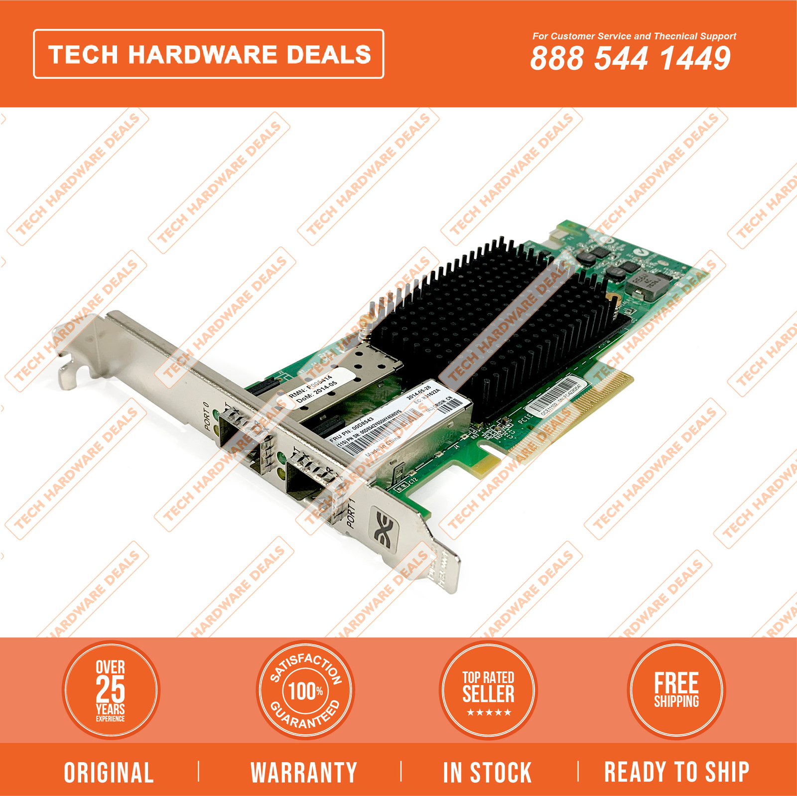 00D8540  NEW BULK Emulex Dual Port 10 GbE SFP+ Virtual Fabric Adapter IIIr