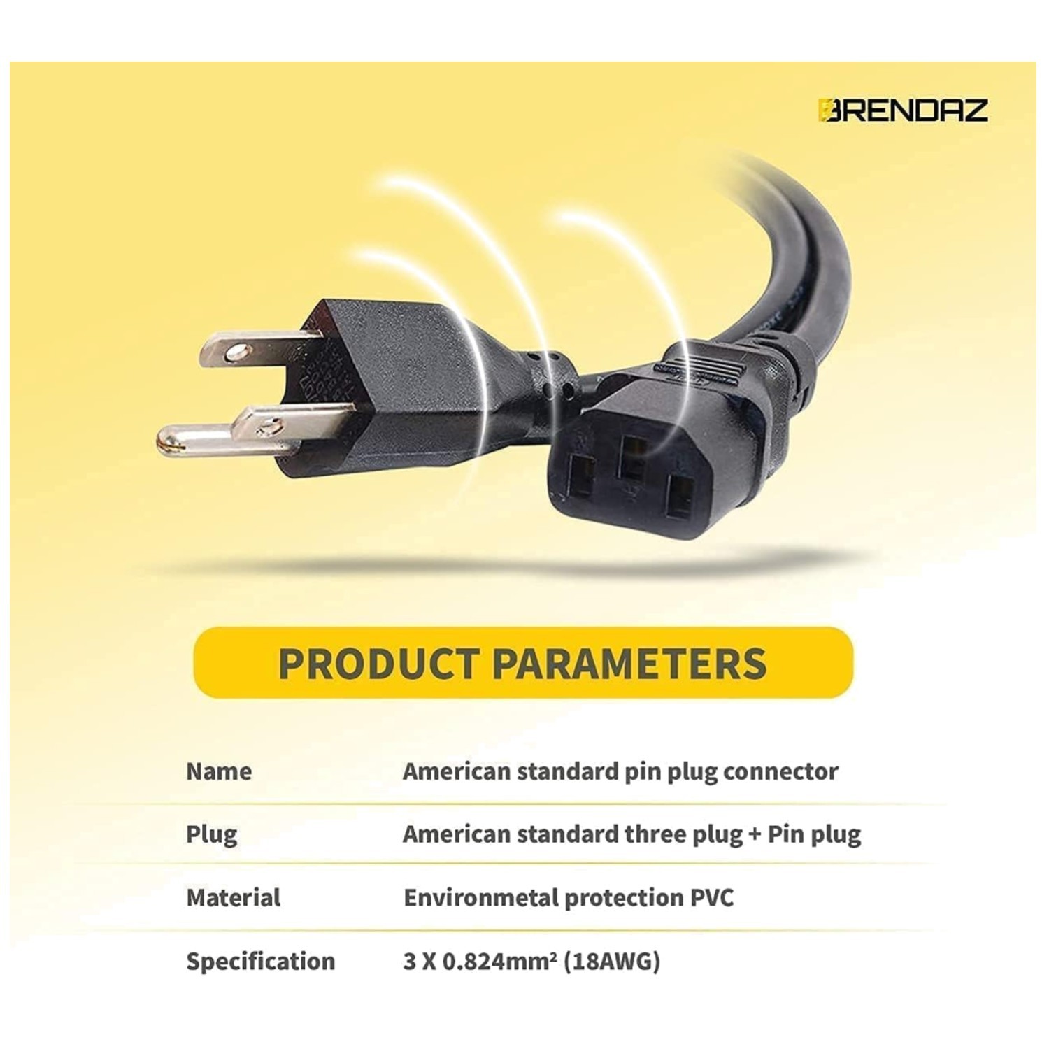IEC 320 C13 to NEMA 5-15P Cord - 5 Pack