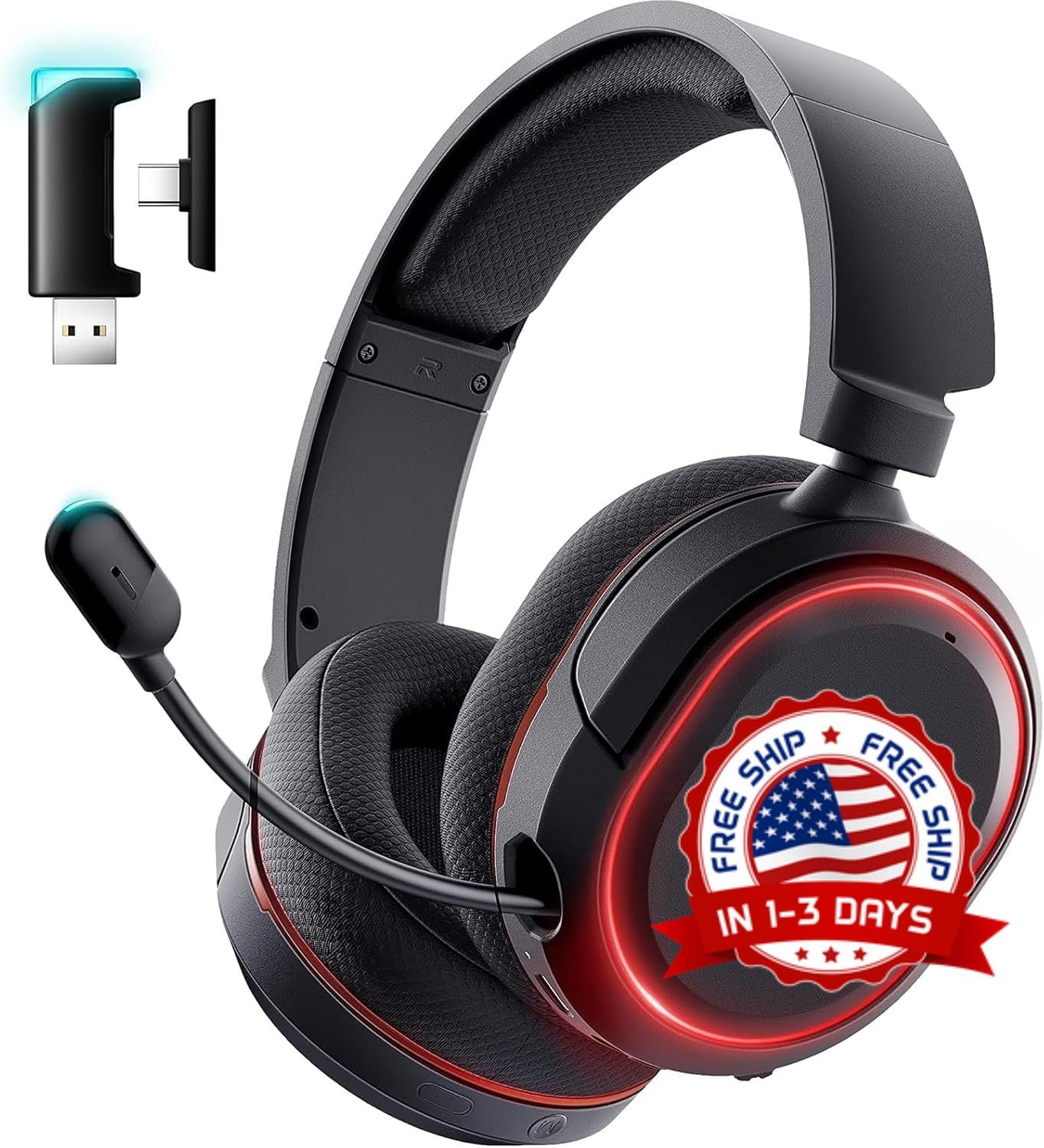 Audifonos Gamer Inalambricos Con Bluetooth 2.4 GHz USB Y Microfono 1 Pza