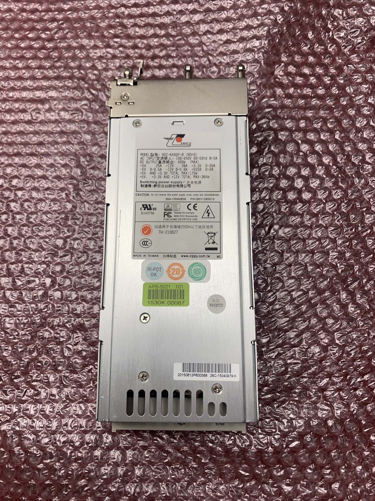 EMACS R2Z-6400P-R 400W HS POWER SUPPLY 