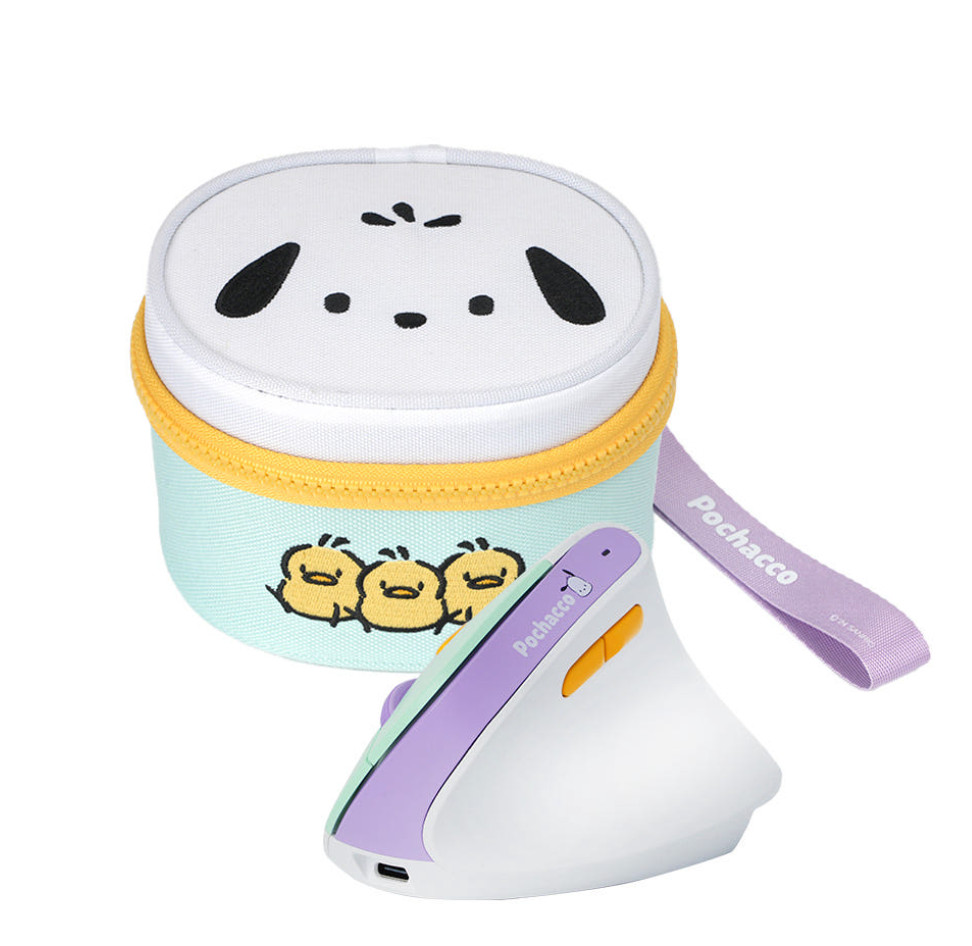 Sanrio Pochacco Wireless Silent Vertical Mouse Ergonomic Rechargeable w/ Pouch