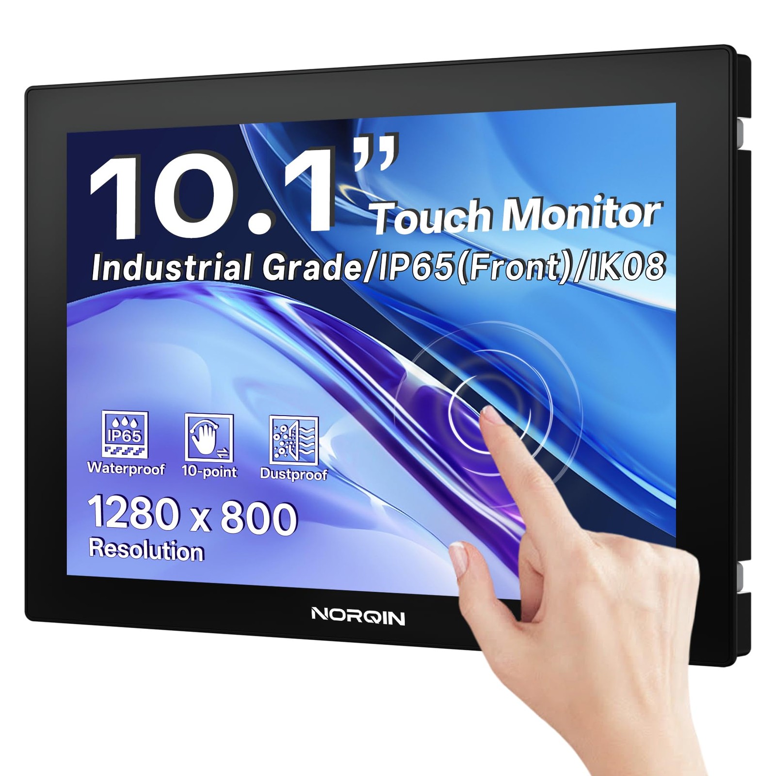NORQIN 10.1 Inch Industrial Touchscreen inch(Widescreen), black