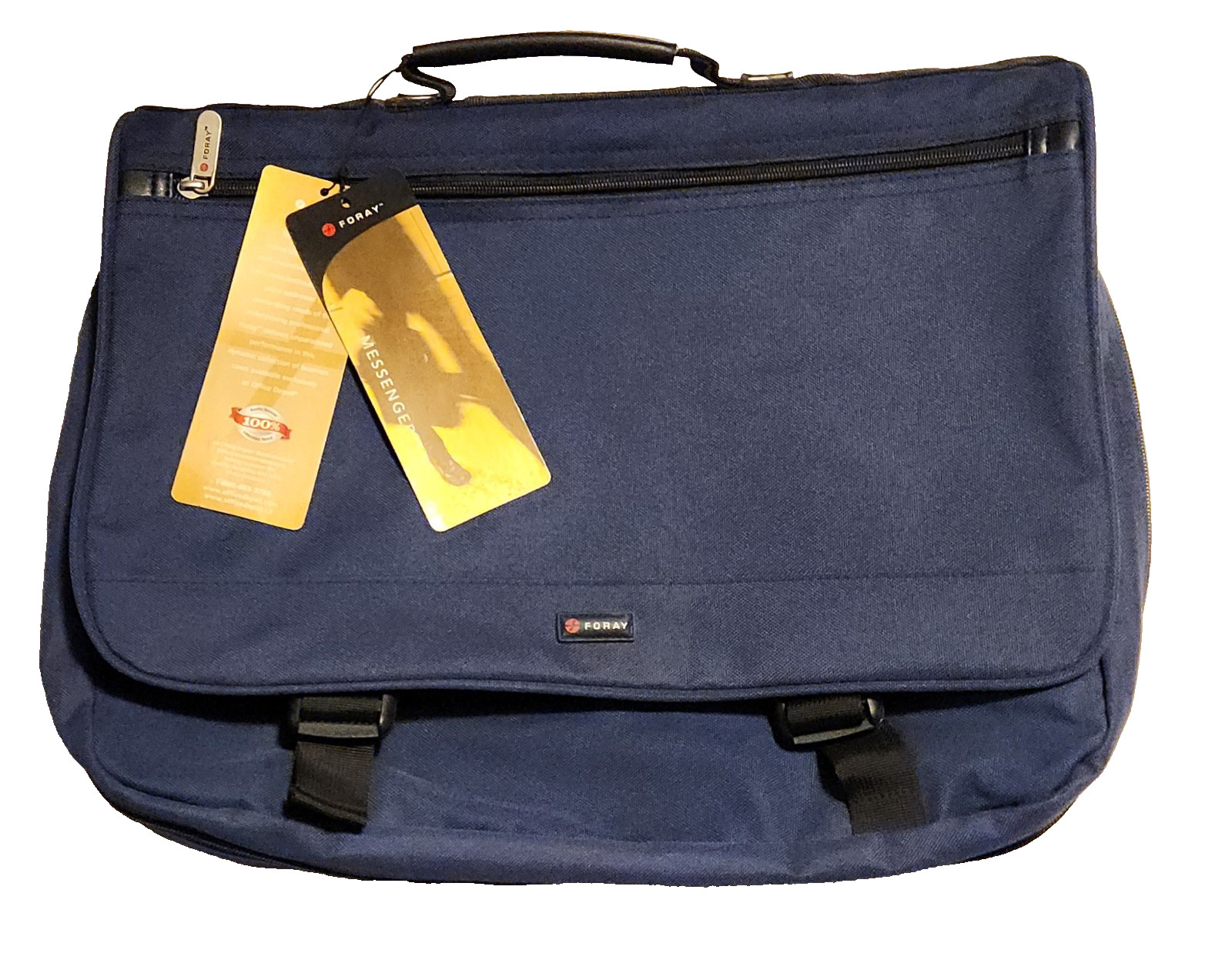 Foray Messenger/Laptop Bag Blue Canvas Padded Expandable Organizer Pockets