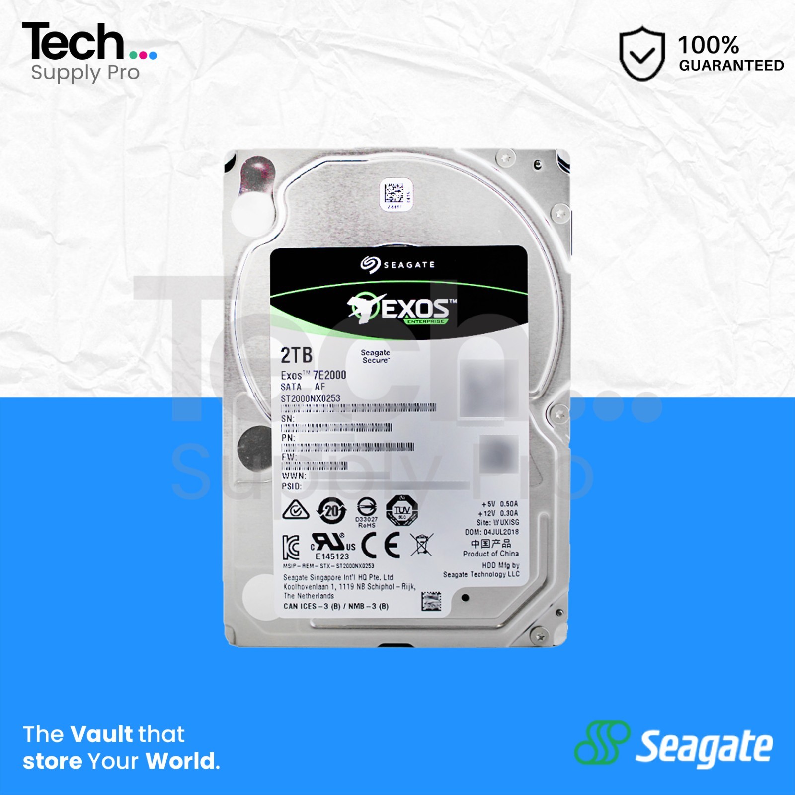 ST2000NX0253 Seagate Exos 2TB SATA 7.2K RPM Cache 128MB 6GB/s 2.5" Hard Drive