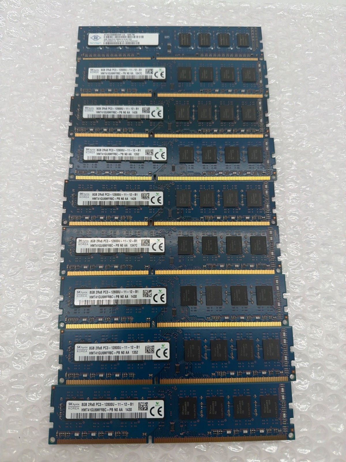 Lot of 9 SK Hynix 8GB DDR3 PC3-12800U UDIMM RAM HMT41GU6MFR8C-PB 2Rx8 1600MHz