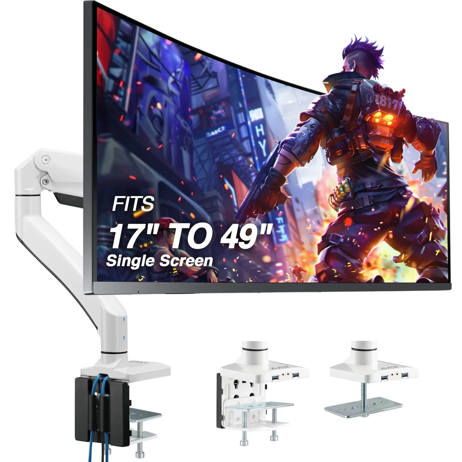 AVLT Heavy Duty Single Monitor Desk Mount Arm USB 3.0 AUX Ports 17"-35" DM42-1