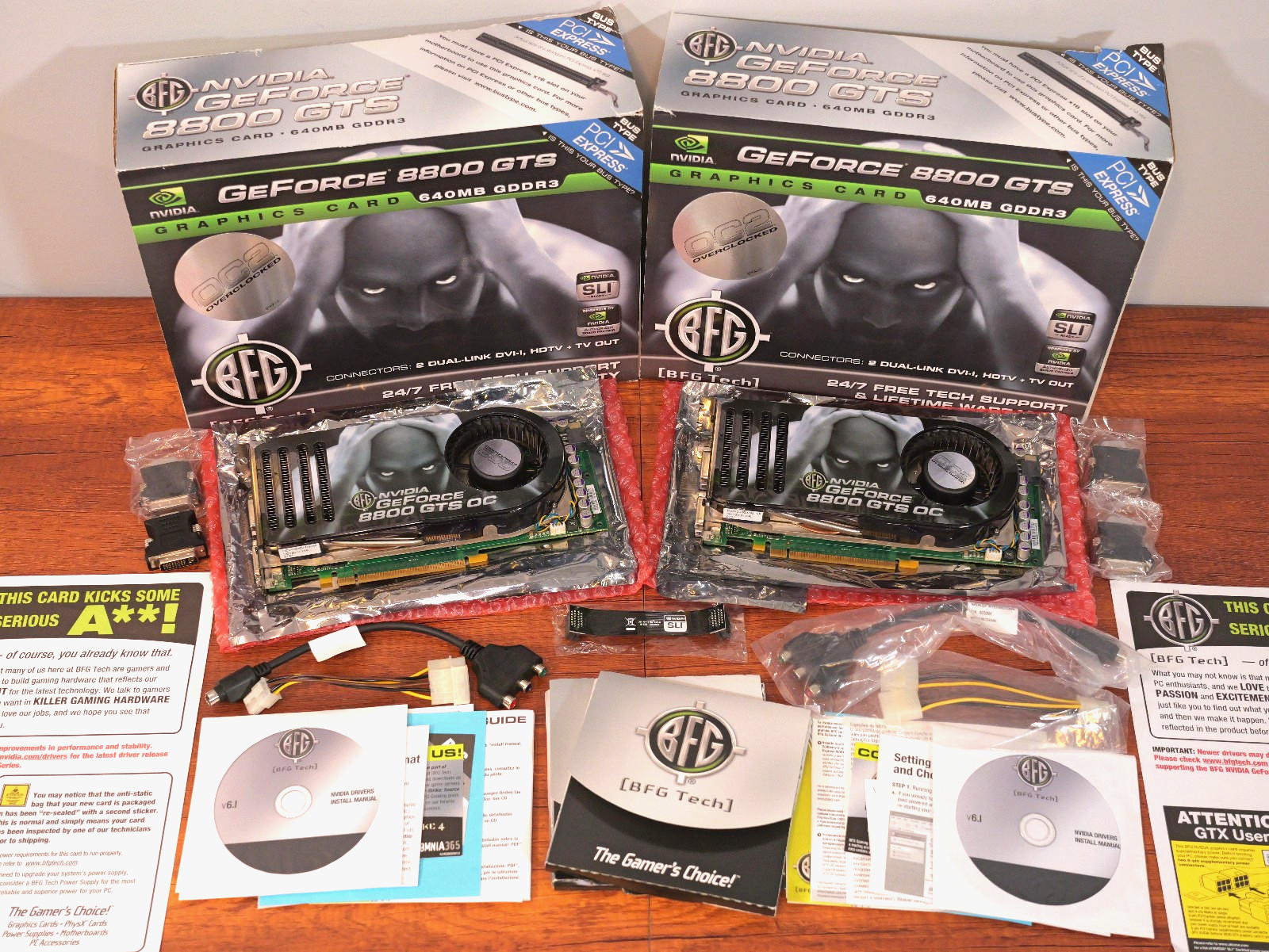 2 x BFG Tech GeForce 8800 GTS 640MB OC2 PCI-E Graphics Cards w/Boxes (Tested)
