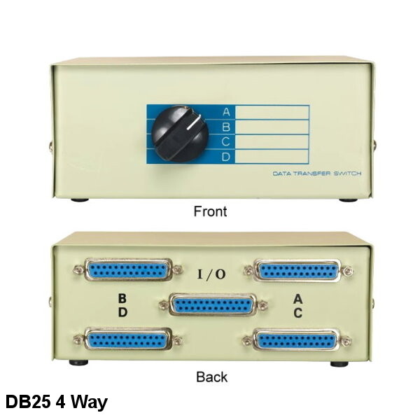 KNTK DB25 4 Way Data Transfer Switch Box Rotary Type PC Device Printer Scanner