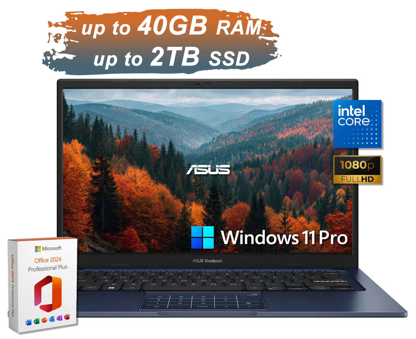 2026 ASUS Vivobook Laptop 14" 10-Core Intel 5 120U, Upto 40GB RAM 2TB SSD Office