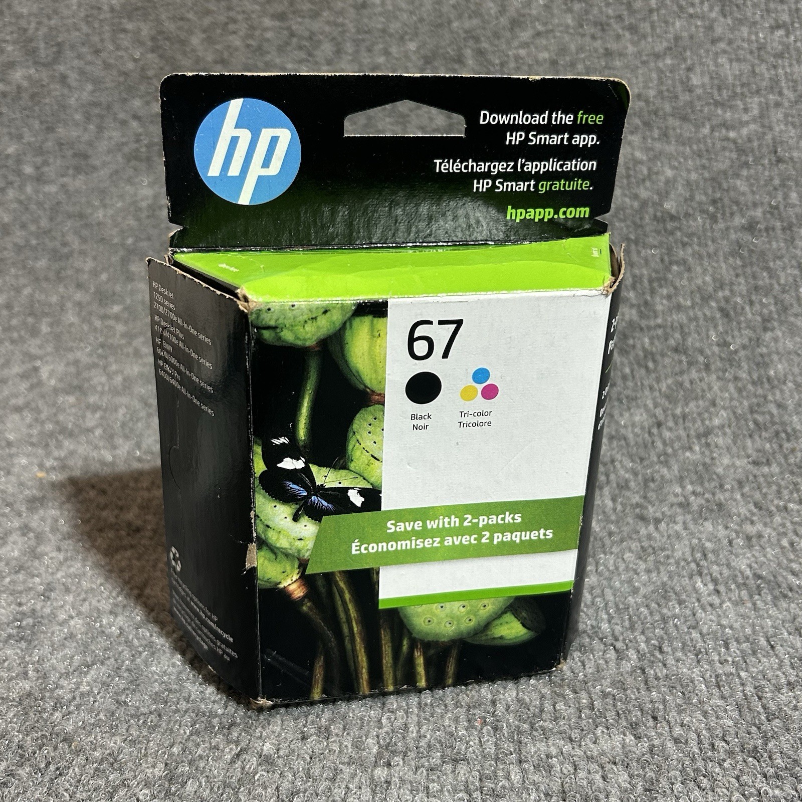 HP 67 Black & Tri-Color Ink Cartridges Combo Pack New OEM Exp 01/2024