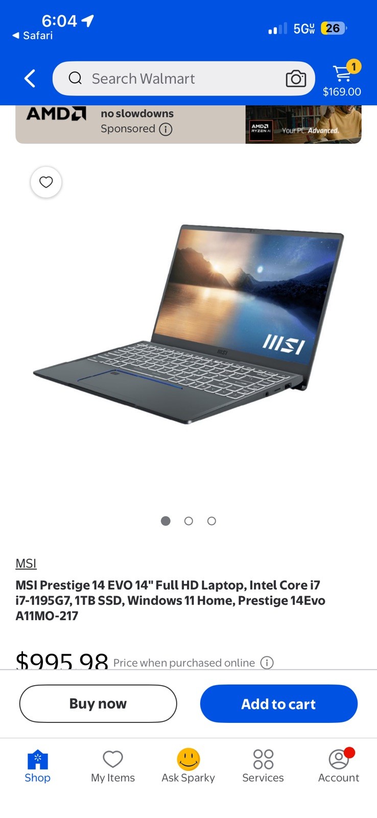 Gaming Laptop MSI Prestige 14 Evo A11M-289