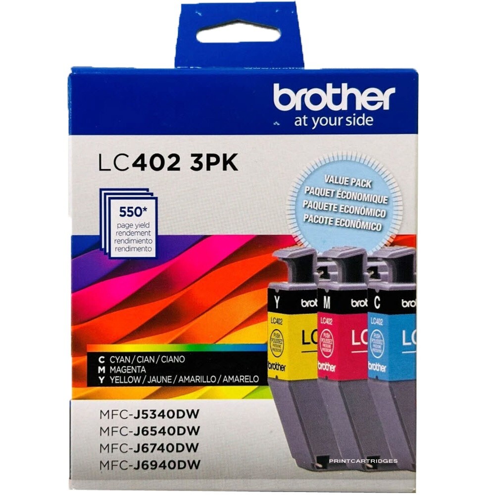 3PK Genuine Brother LC402 Cyan Magenta Yellow Ink Cartridges Brother 402