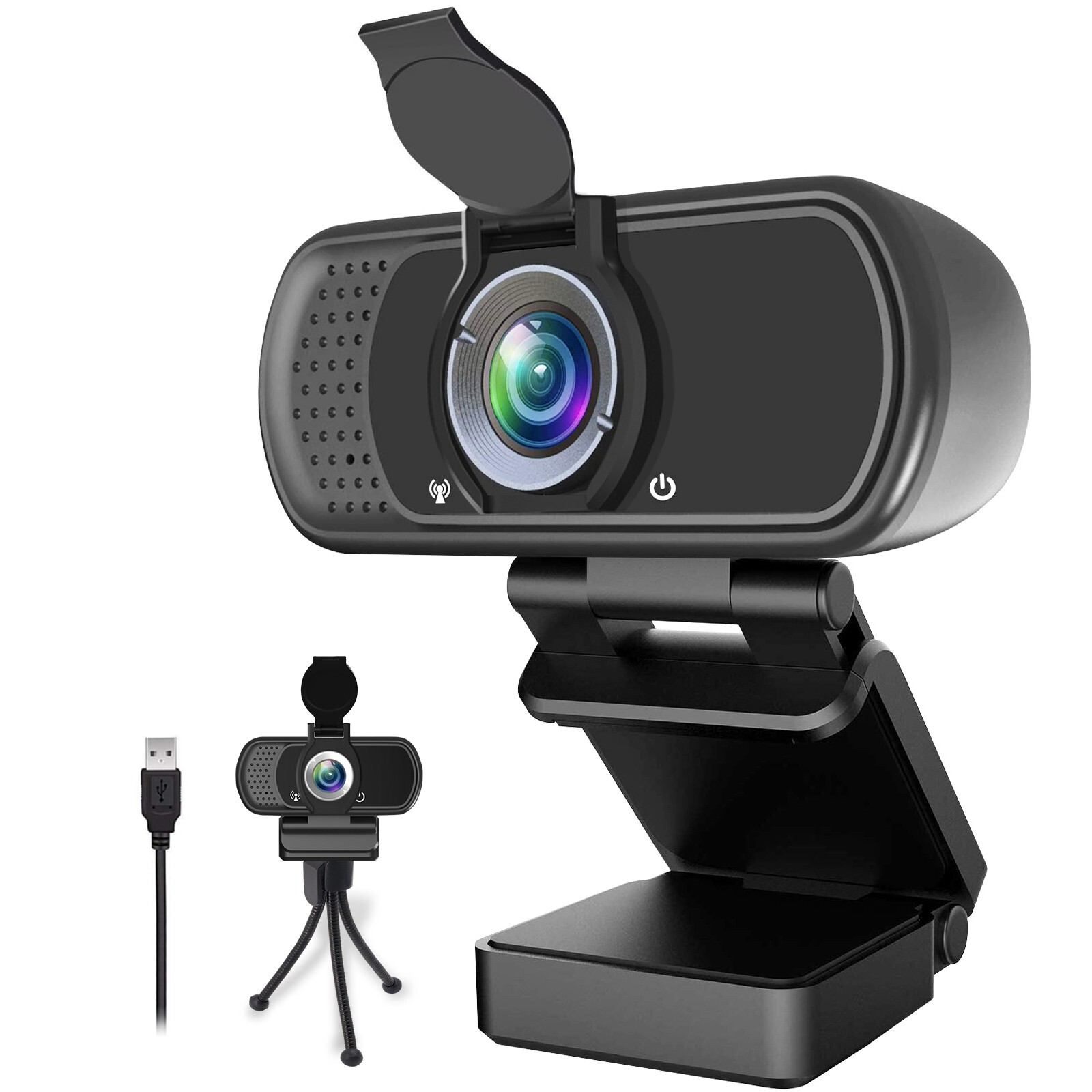 Webcam 1080P HD (Microphone/Privacy Cover/Tripod) Streaming Computer Web Camera
