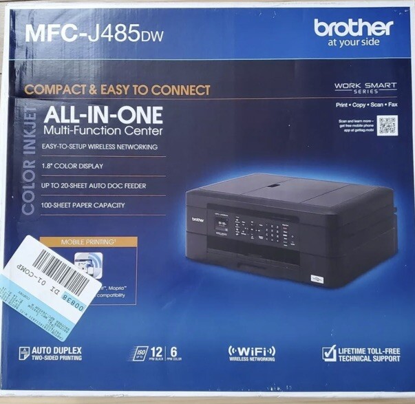 Brother MFC-J485DW Wireless All-In-One Color Printer w/ Print Copy Scan Fax