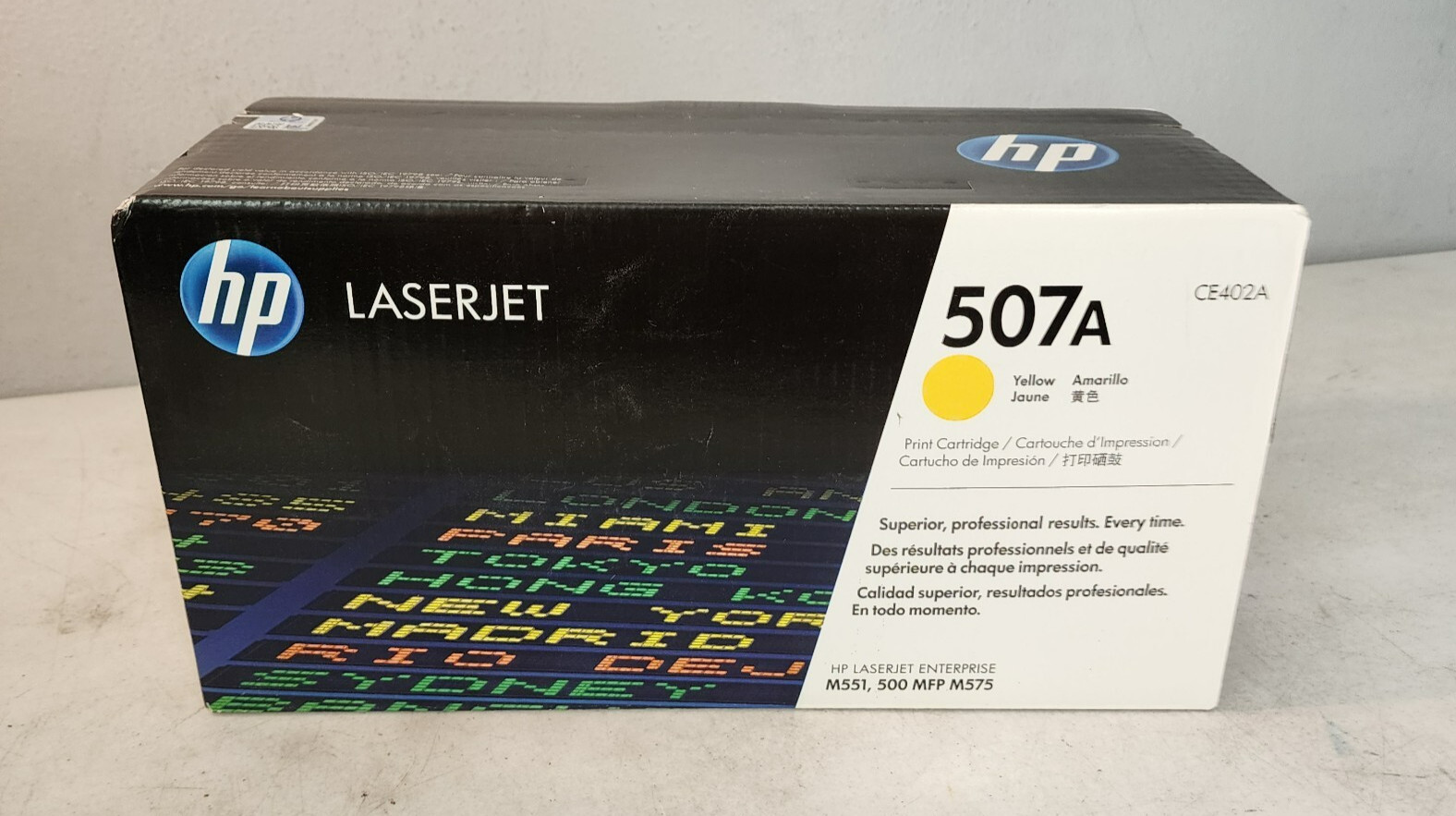 HP CE402A 507A Yellow Toner Cartridge Genuine New Sealed Bag Open Box