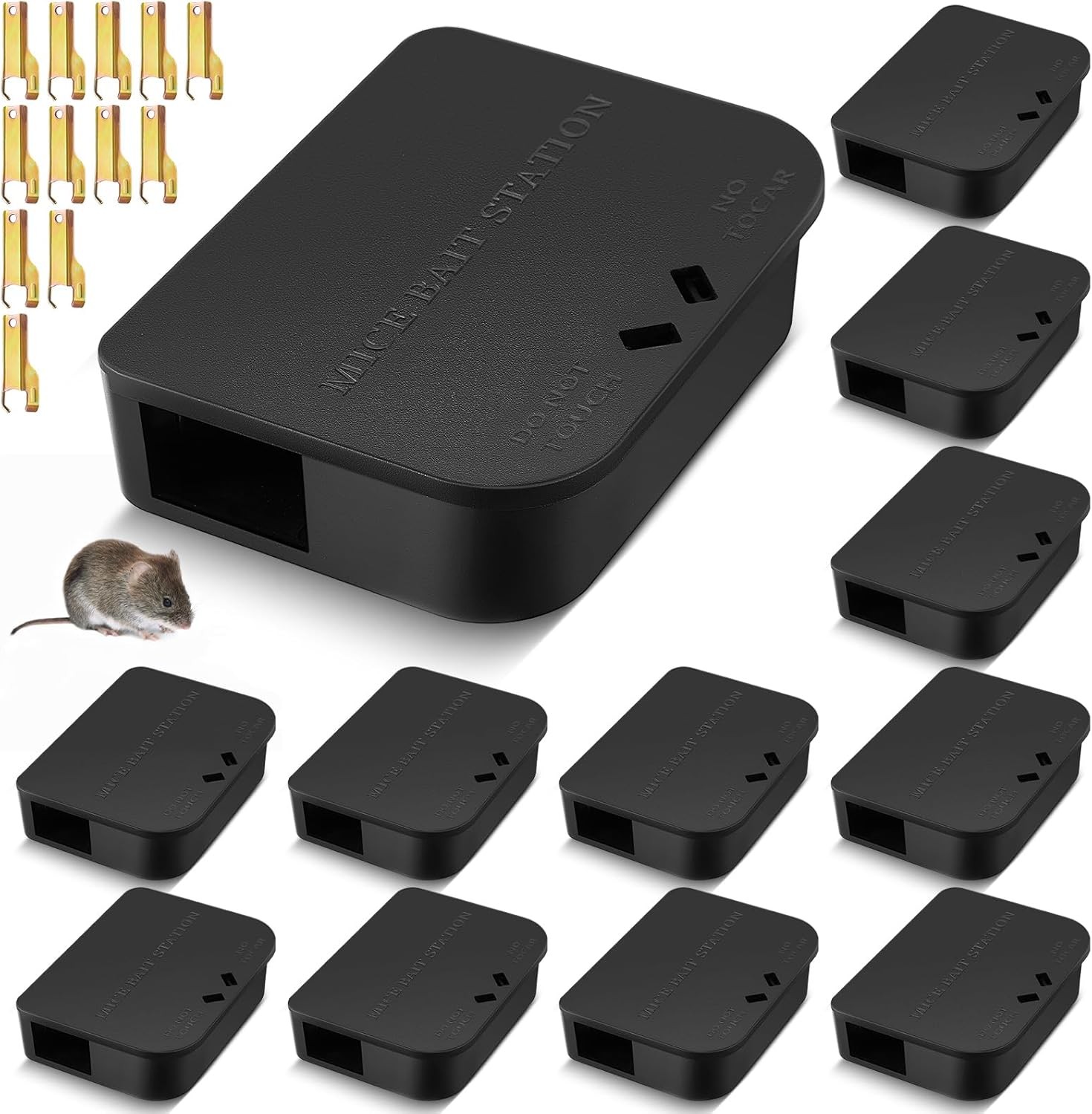 12 Pcs Mouse Stations with Keys Traps, Mouse Stations Indoor and Outdoor Designe