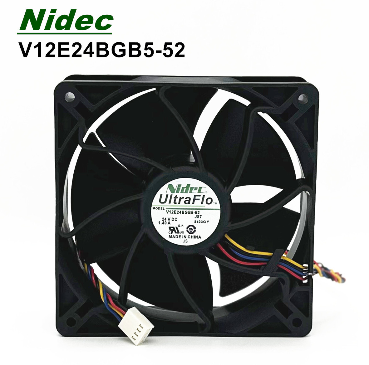 NIDEC V12E24BGB5-52 DC24V 1.40A 12CM 12038 Schneider Inverter Fan 4-wire