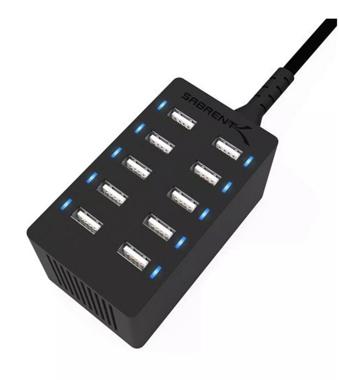 Sabrent AX-TPCS/TU63 60 Watt - Black - (12 Amp) 10 Port USB Rapid Charger