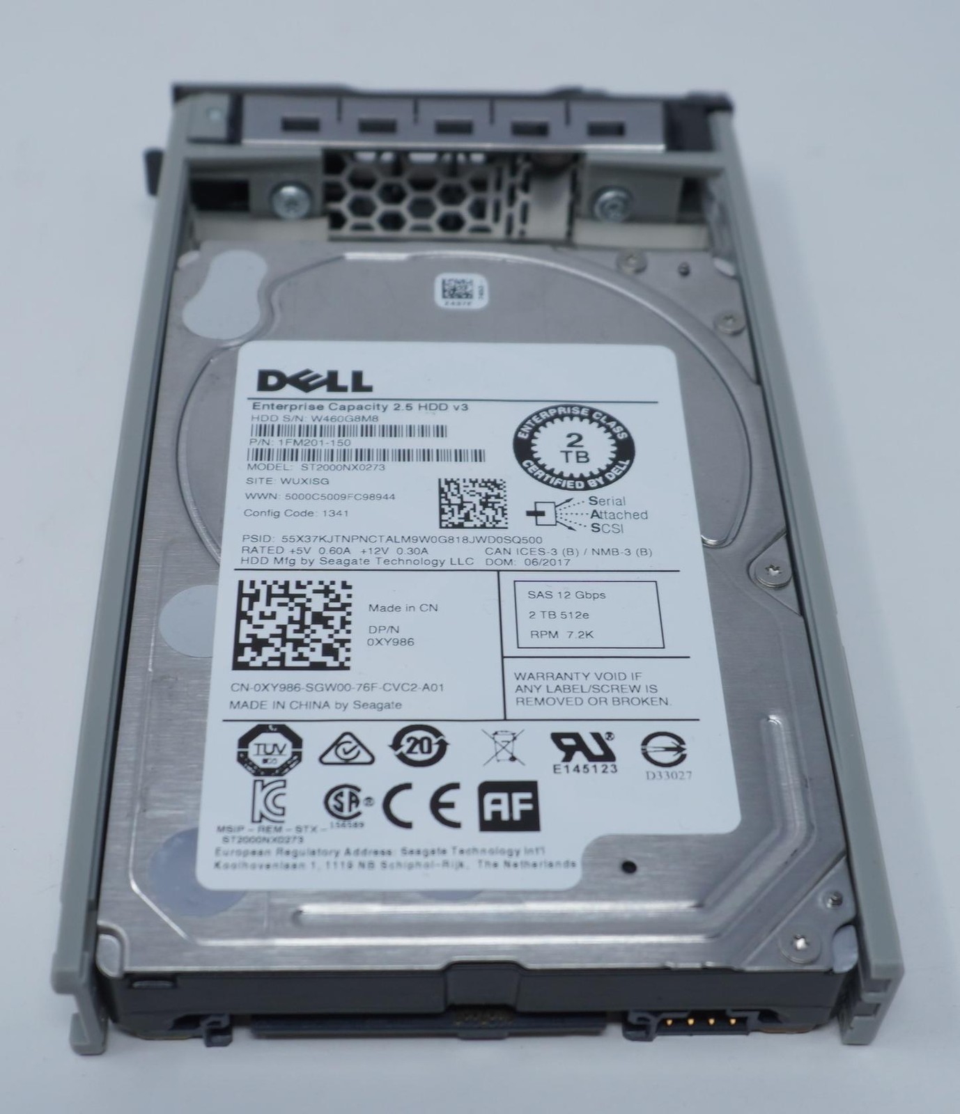 XY986 ST2000NX0273 Dell 2TB 7.2K RPM 12Gb/s 2.5" SAS HDD Hard Drive RF