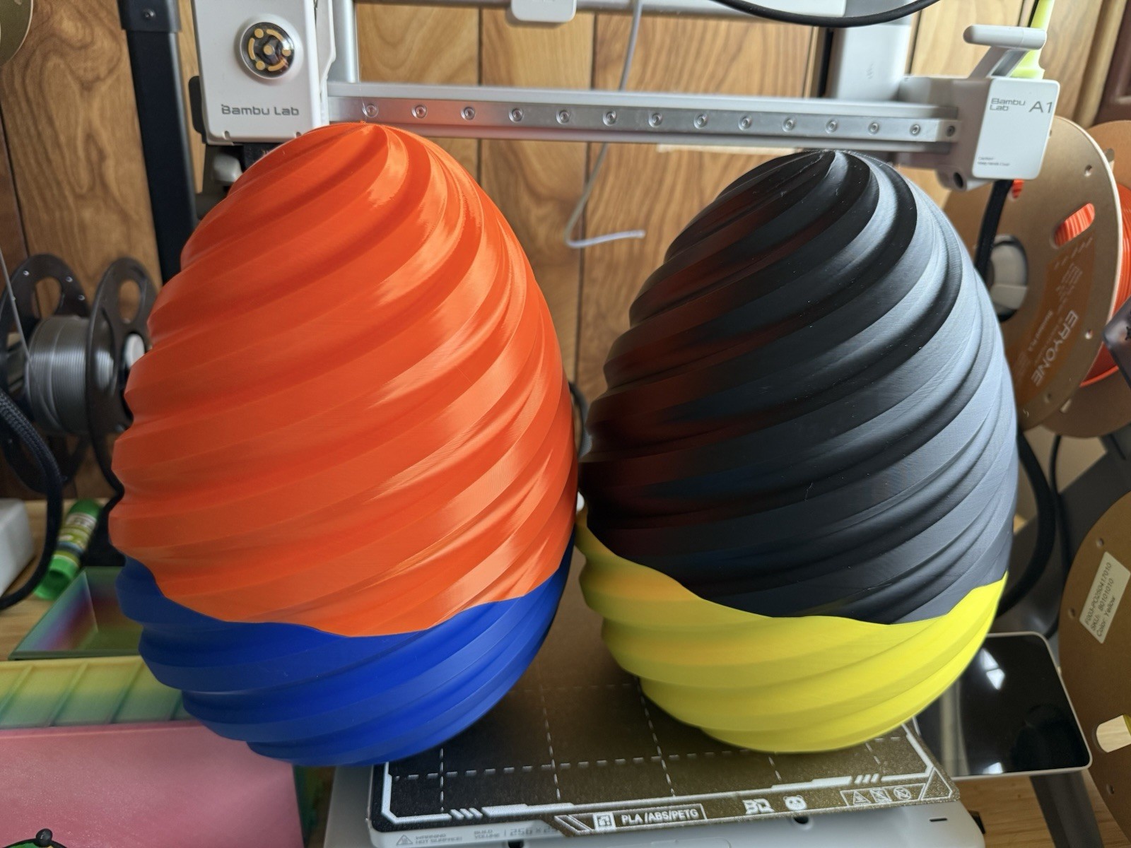 Set of one Mystery Dragon Egg Orange/Blue & Black/Yellow Freestanding