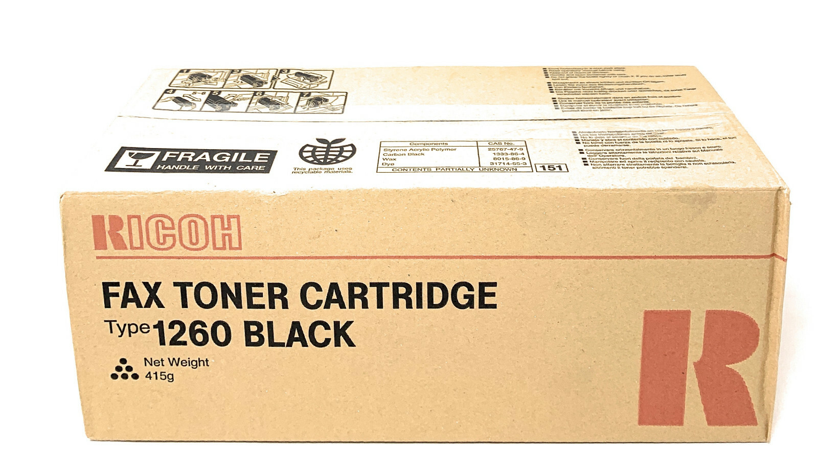 RICOH 430351 412895 TYPE 1260D ORIGINAL TONER FAX 3310L/3320L/4410nf/4420/4430