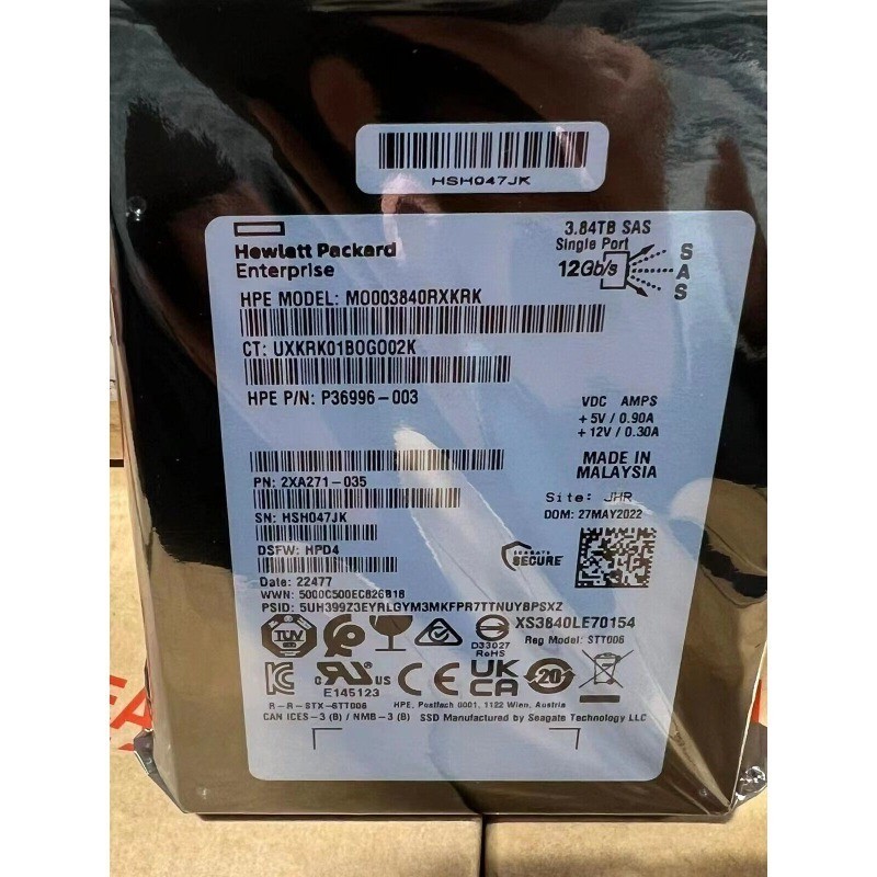 Seagate HPE SAS 3.84TB SSD 12Gb/s MO003840RXKRK DSFW:HPD4 SSD STT006 HSH047JK