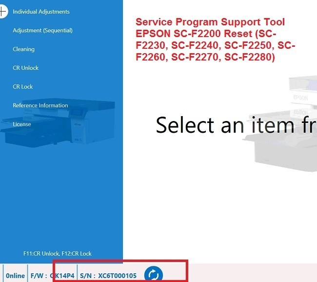 Epson Surecolor F2200 F2230 F2240 F2250 F2260 F2270  F2280 F Service Program