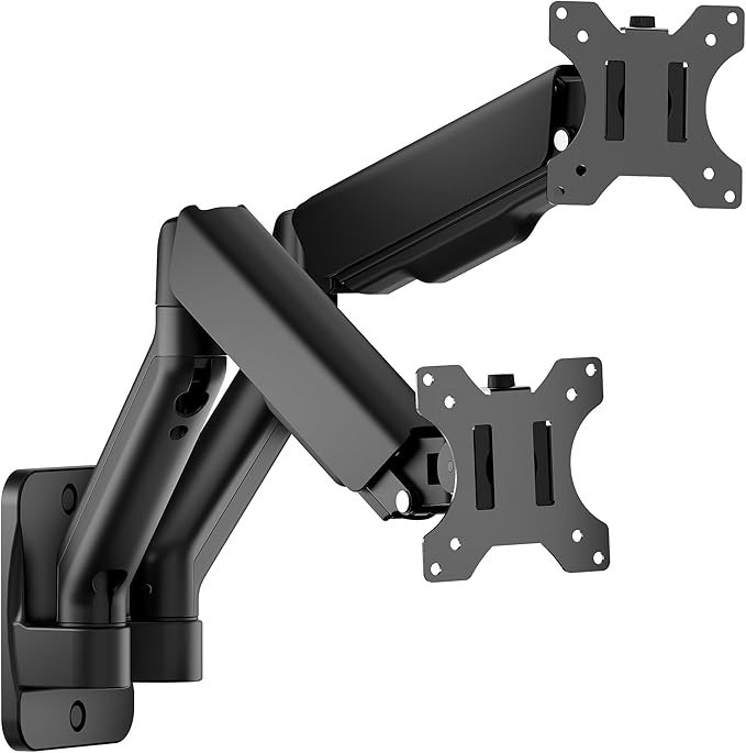 monTEK Dual Monitor Wall Mount for 17 to 32 inch Flat/Curved Screens Black