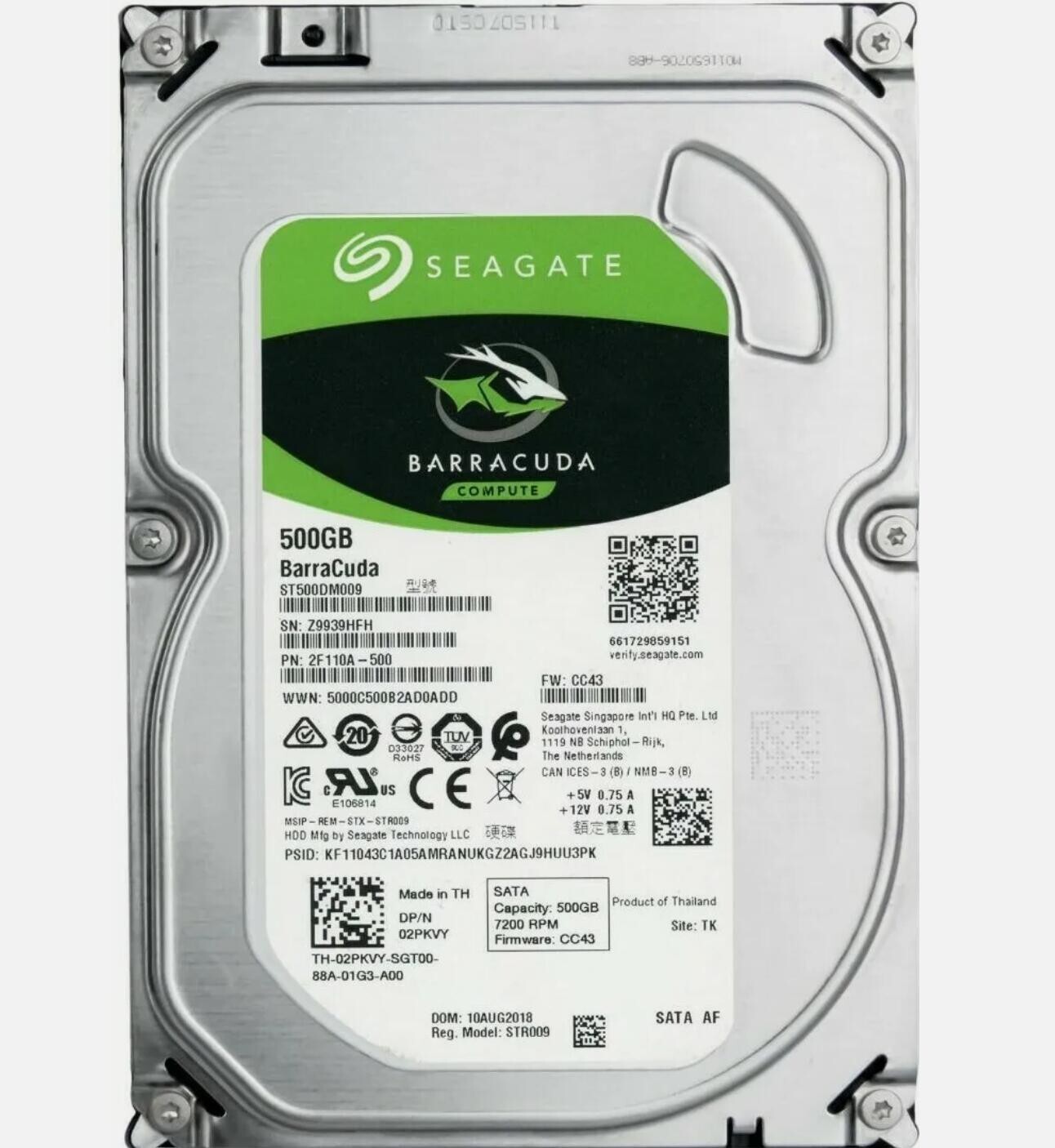 Seagate BarraCuda 500GB ST500DM009 7200RPM SATA 32MB 3.5 PC HDD Hard Drive -