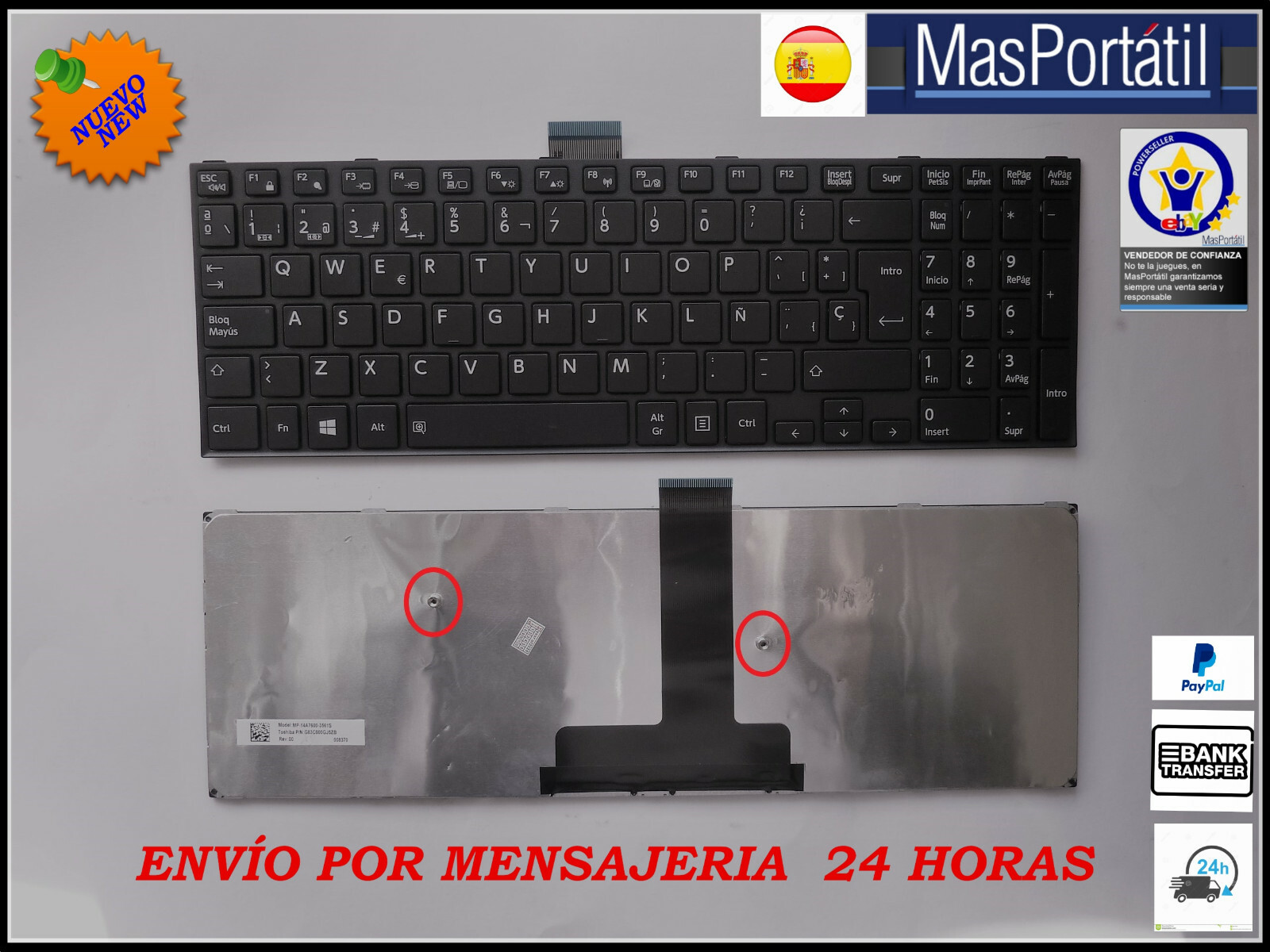 New Toshiba Tecra Z50-C-13D Z50-C-146 TEC49 Portable Spanish Keyboard