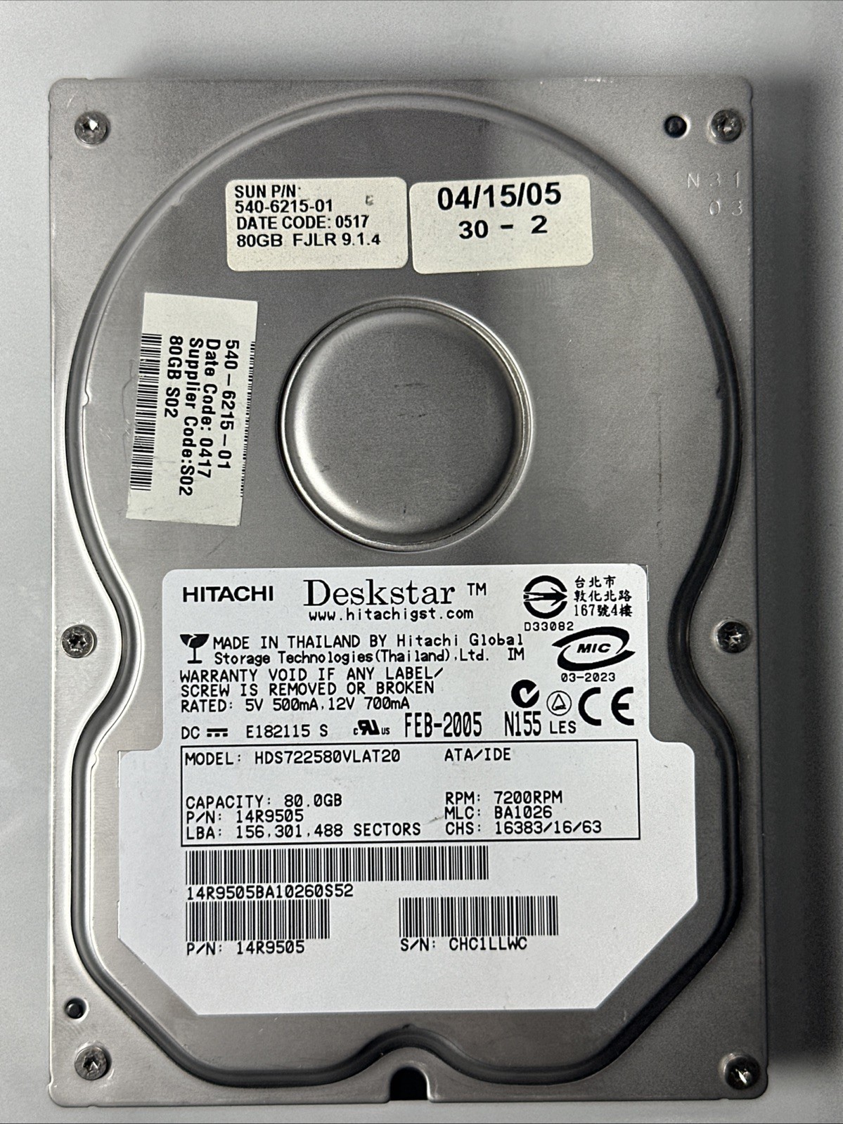 Hitachi Deskstar 7K250 80GB 80GB Internal 7200RPM 3.5" (HDS722580VLAT20)