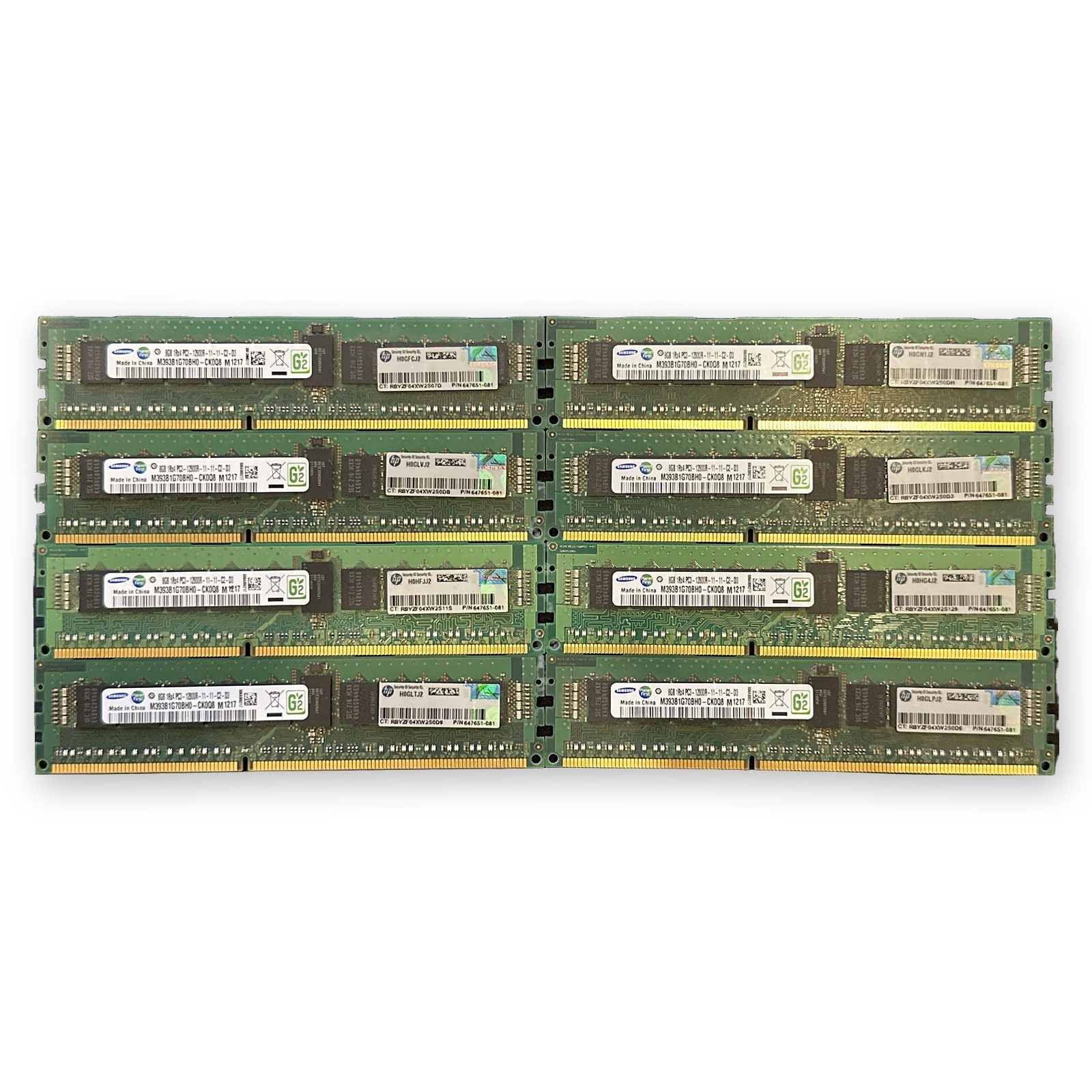 64GB (8x8GB) HP 647651-081 Samsung M393B1G70BH0-CK0 PC3-12800R ECC REG Matched
