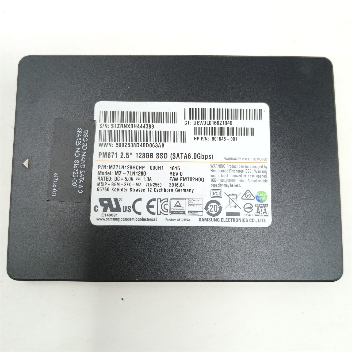Samsung MZ7LN128HCHP-000H1 128GB 2.5" SATA III SSD - Tested