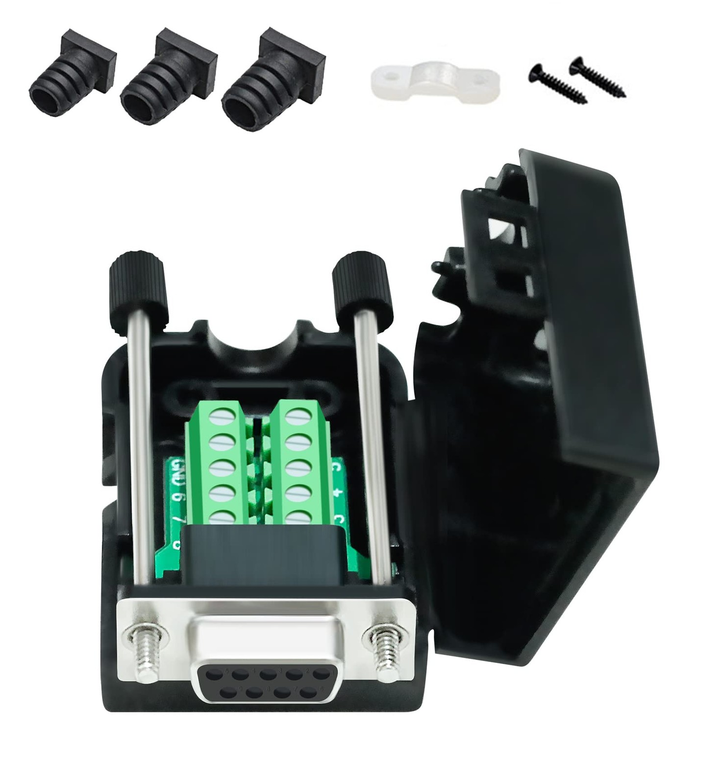 DB9 Breakout Connector Male RS232 Connector Kit Serial Adapter DB-9 Solderless M