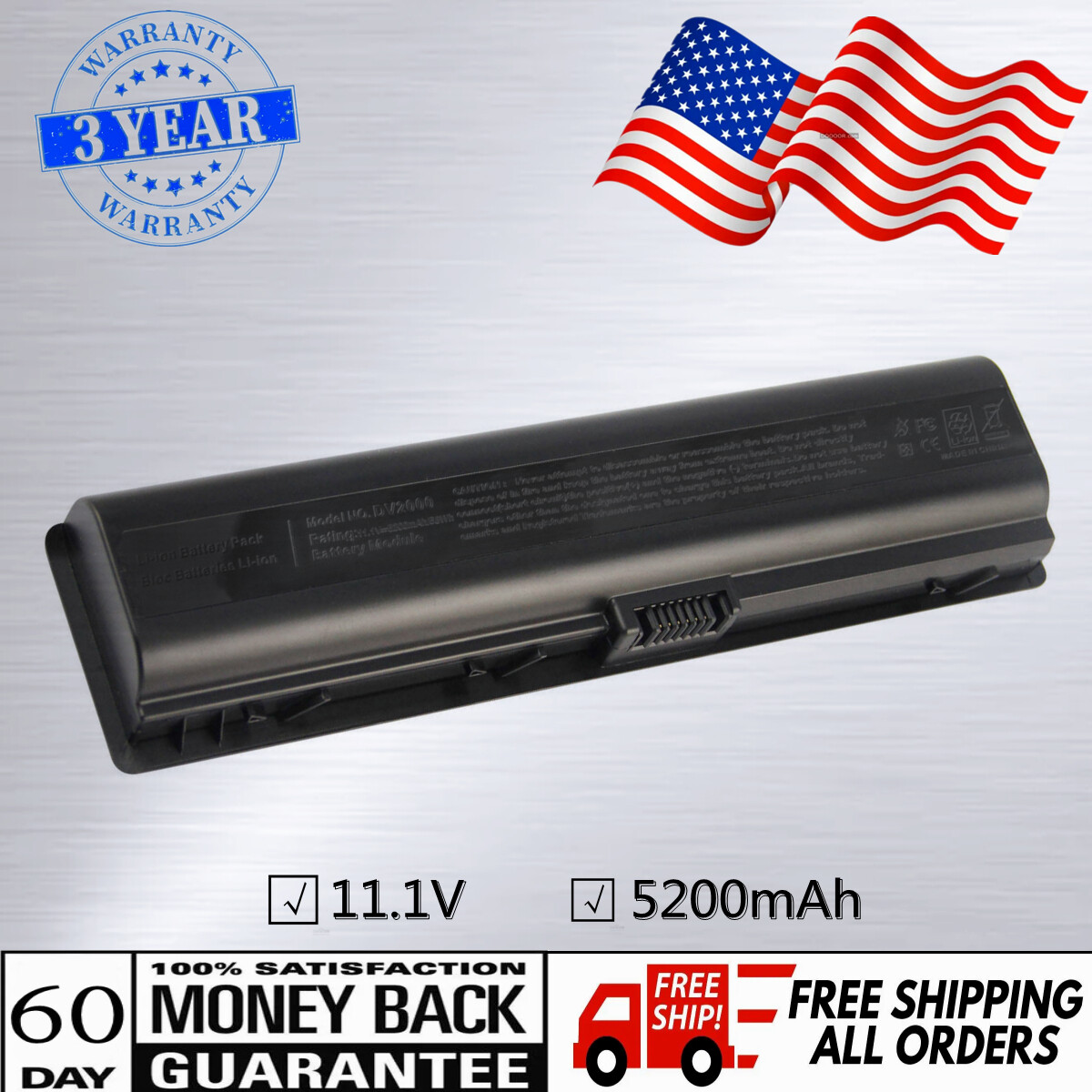 DV2000 Battery For HP Pavilion dv6000 DV6100 dv6500 dv6700 dv2500 d441425-001