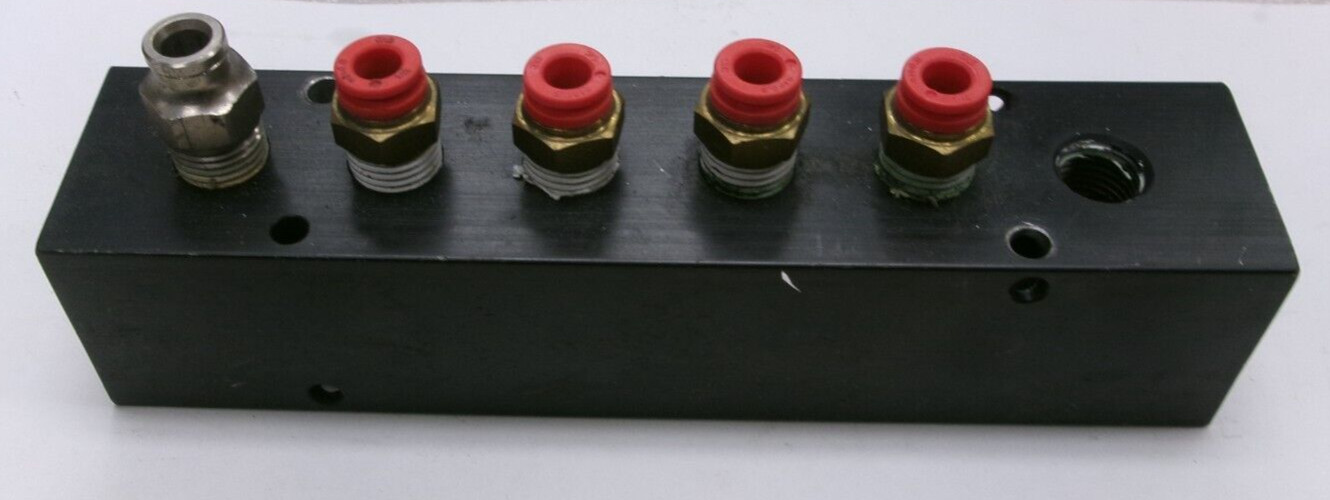 6-Port Manifold with (4) 1/4" SMC Spore and (1) NM 1/4" Fittings #T1111U