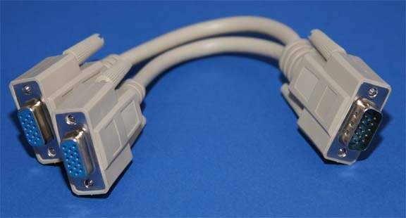 VGA PORT to TWO Monitor 6IN VGA Splitter Cable HD15 Male Female Female