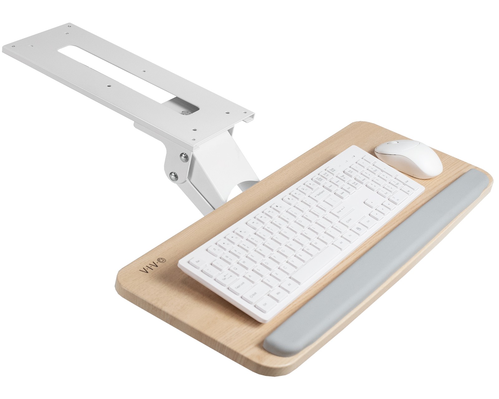 VIVO Light Wood Adjustable Computer Keyboard & Mouse Tray Under Table Desk Mount