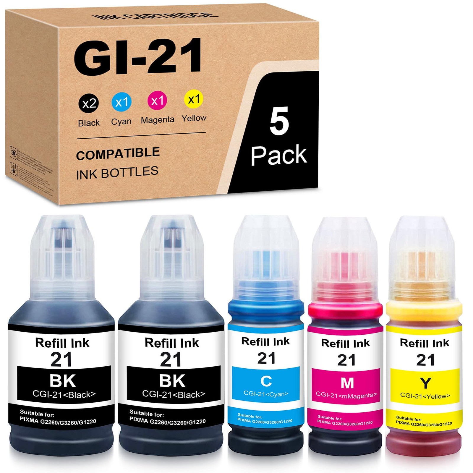 GI 21 GI21 Ink Bottles Replacements for Ink Refill for G3270 G3290 G4280