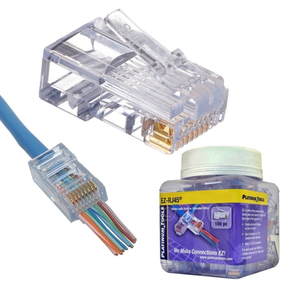 Platinum Tools EZ~RJ45 Cat6 100 Piece RJ45 Connectors Jar for Ethernet Cable