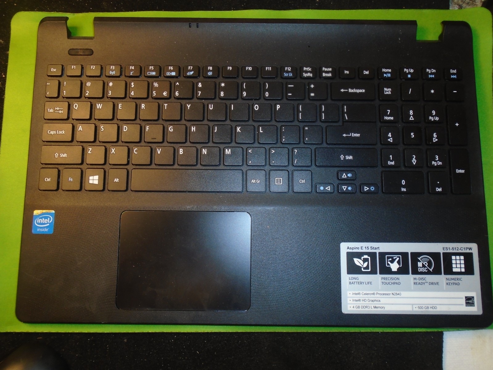 ACER Aspire E 15 Start ES1-512 Cover Black Palmrest Keyboard  W/TOUCHPAD