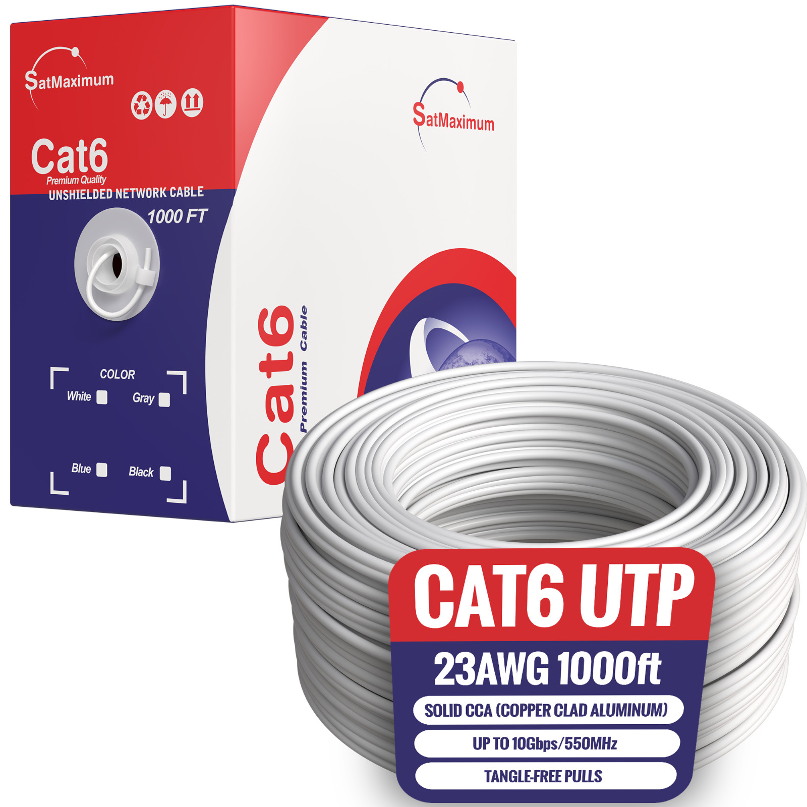 CAT6 1000ft Original Solid Ethernet Cable UTP 23AWG CCA Network Bulk Wire RJ45