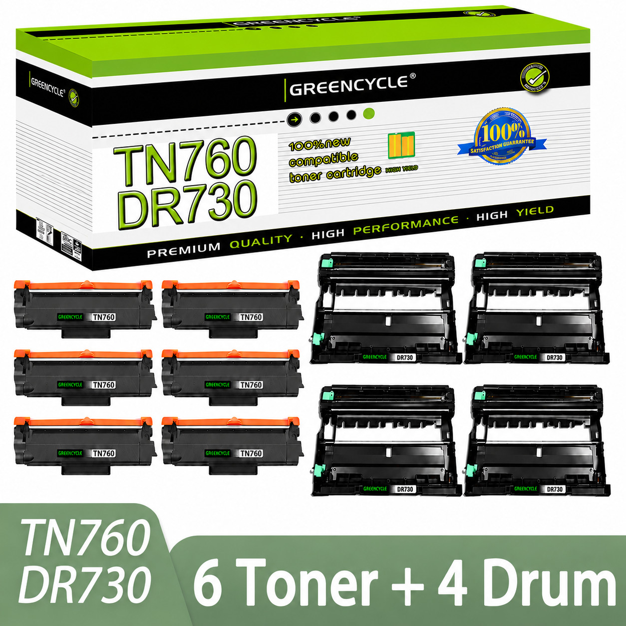 6PK TN760 Toner+4PK DR730 Drum for Brother HL-L2395DW MFC-L2750DW MFC-L2750DWXL