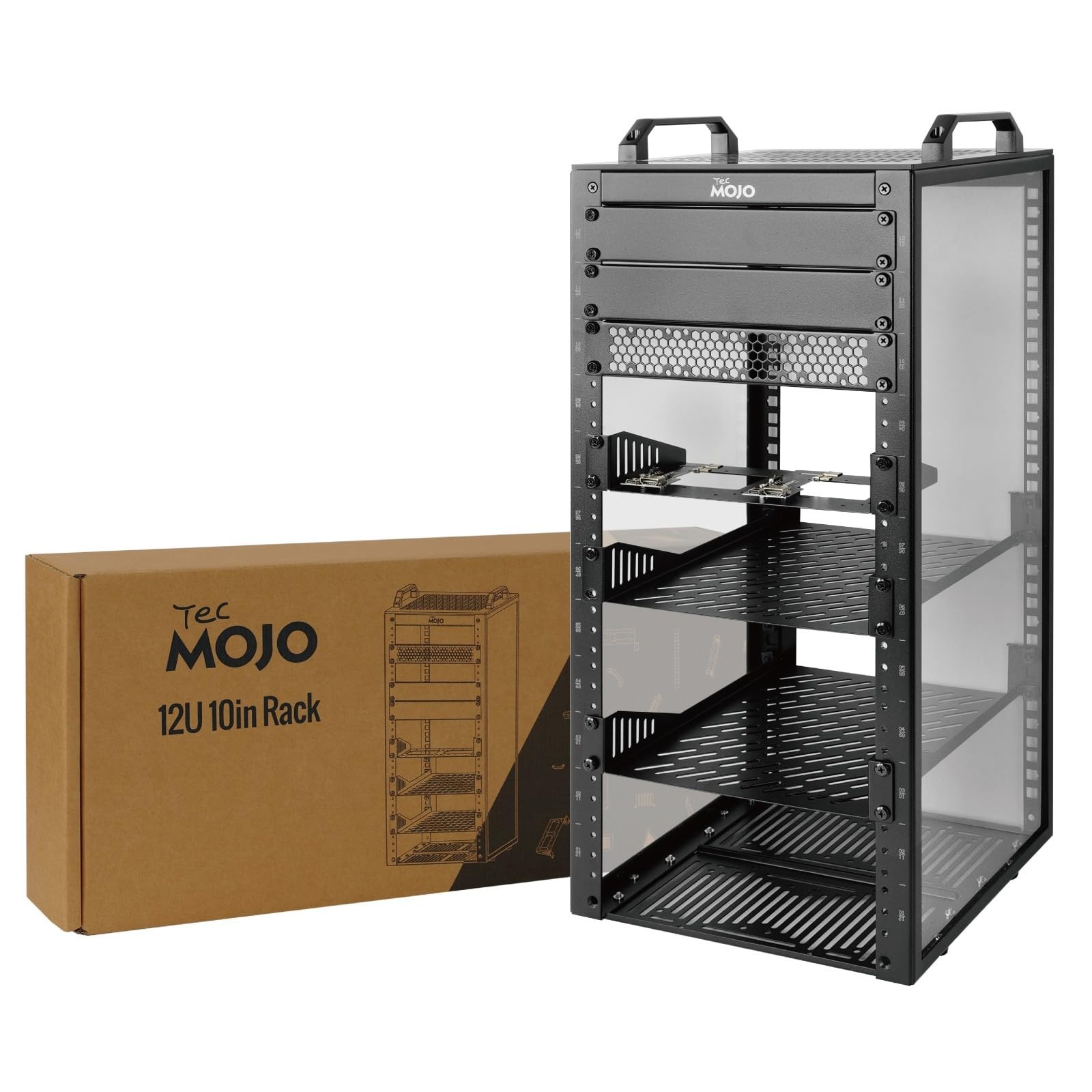 Tecmojo 12U Network Rack, 10 inch Mini Server Rack with 12U/10in/Black, Black